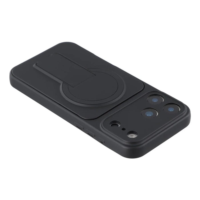 For iPhone 17 Pro Case Invisible Kickstand Rubberized Acrylic + TPU Shockproof Phone Cover - Black - 5