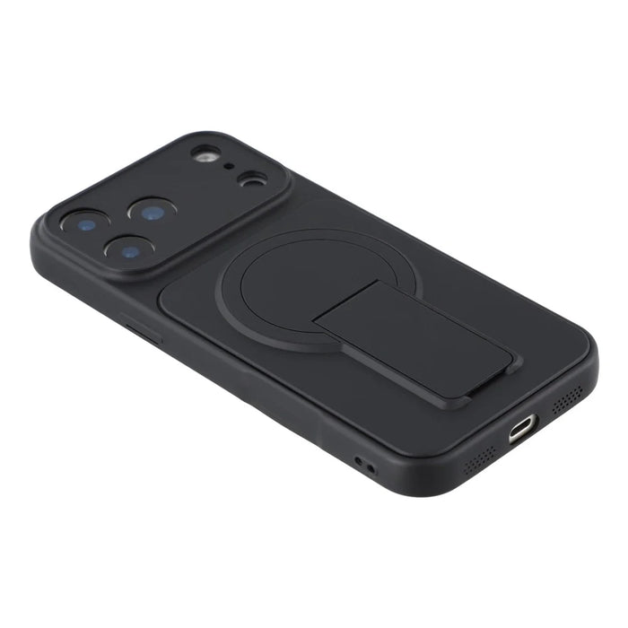 For iPhone 17 Pro Case Invisible Kickstand Rubberized Acrylic + TPU Shockproof Phone Cover - Black - 6