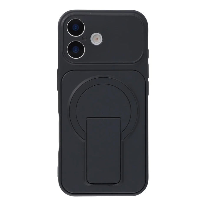 For iPhone 17 Case Invisible Kickstand Rubberized Acrylic + TPU Shockproof Phone Cover - Black - 2