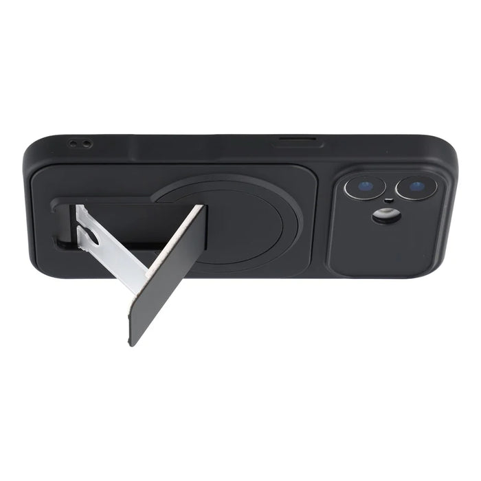 For iPhone 17 Case Invisible Kickstand Rubberized Acrylic + TPU Shockproof Phone Cover - Black - 3