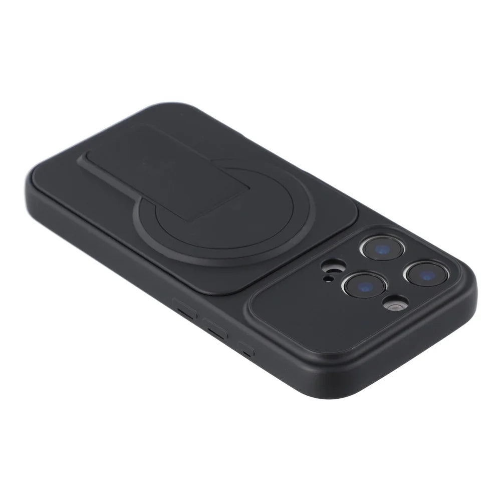 For iPhone 16 Pro Case Invisible Kickstand Rubberized Acrylic + TPU Shockproof Phone Cover - Black - 6