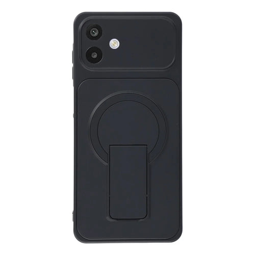 For Samsung Galaxy A08 5G / A08 4G / A07 5G / A07 4G Case Invisible Kickstand Rubberized Acrylic + TPU Shockproof Phone Cover - Black - 1