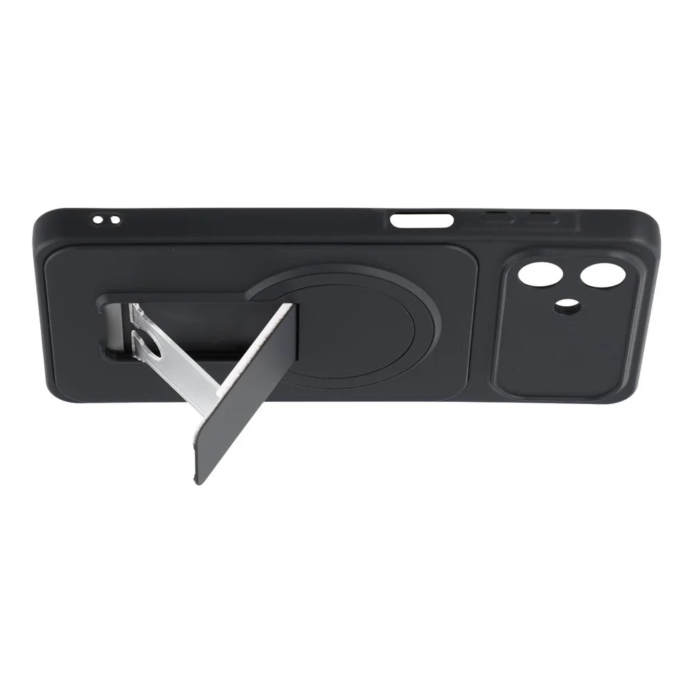 For Samsung Galaxy A08 5G / A08 4G / A07 5G / A07 4G Case Invisible Kickstand Rubberized Acrylic + TPU Shockproof Phone Cover - Black - 3