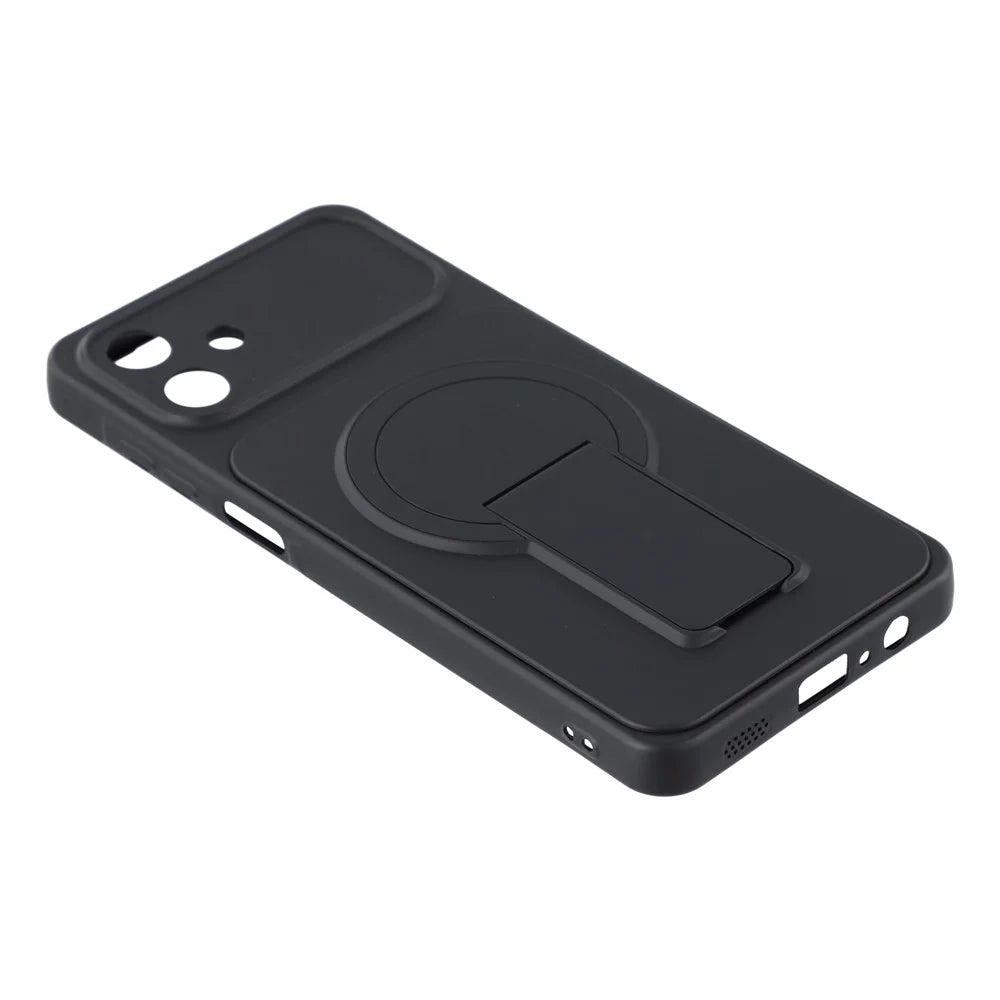 For Samsung Galaxy A08 5G / A08 4G / A07 5G / A07 4G Case Invisible Kickstand Rubberized Acrylic + TPU Shockproof Phone Cover - Black - 5