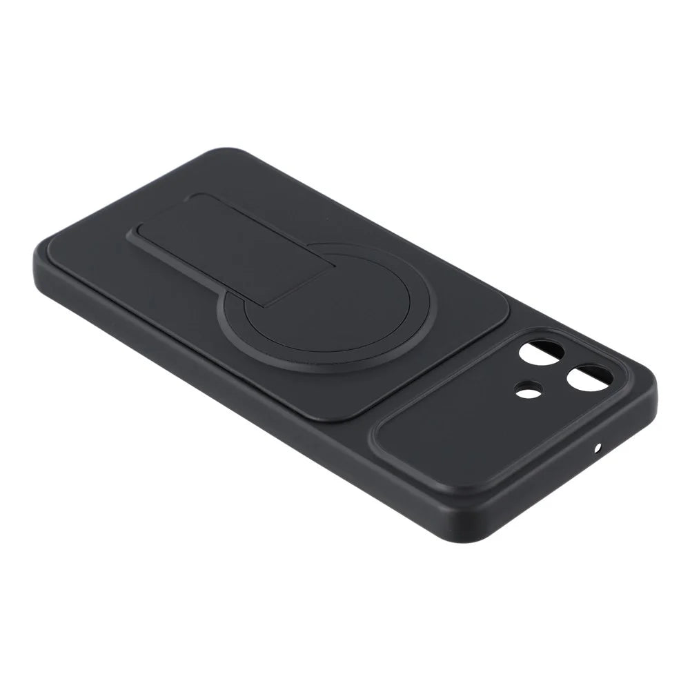 For Samsung Galaxy A08 5G / A08 4G / A07 5G / A07 4G Case Invisible Kickstand Rubberized Acrylic + TPU Shockproof Phone Cover - Black - 6