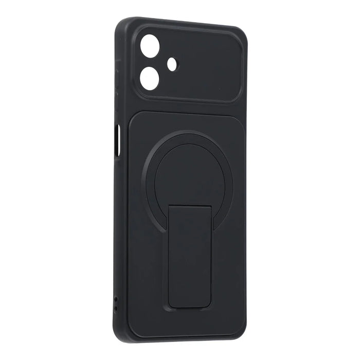 For Samsung Galaxy A06 4G Case Invisible Kickstand Rubberized Acrylic + TPU Shockproof Phone Cover - Black - 2