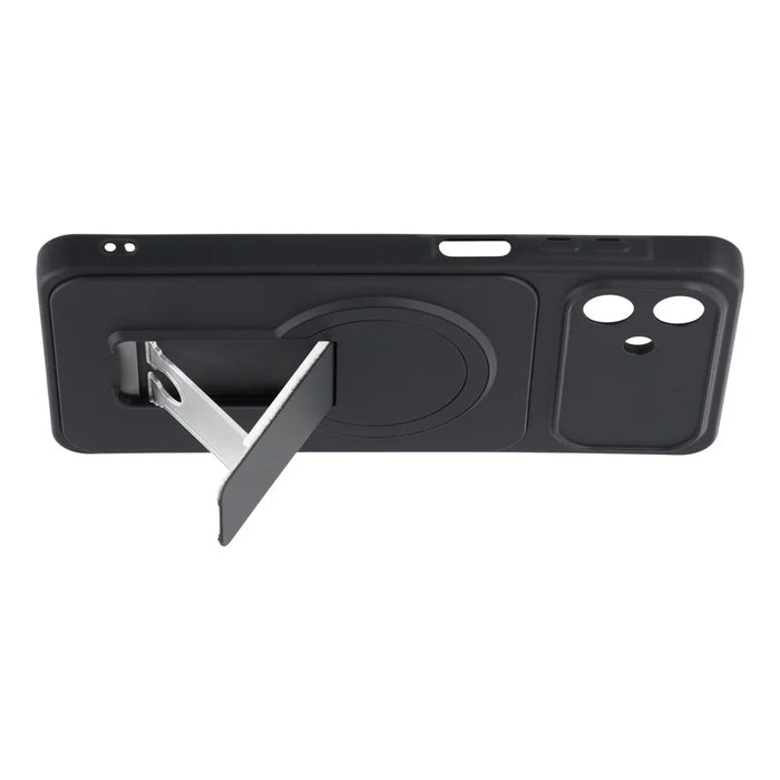 For Samsung Galaxy A06 4G Case Invisible Kickstand Rubberized Acrylic + TPU Shockproof Phone Cover - Black - 3