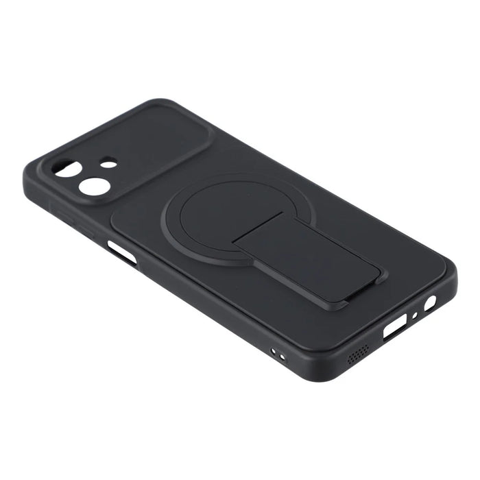 For Samsung Galaxy A06 4G Case Invisible Kickstand Rubberized Acrylic + TPU Shockproof Phone Cover - Black - 5