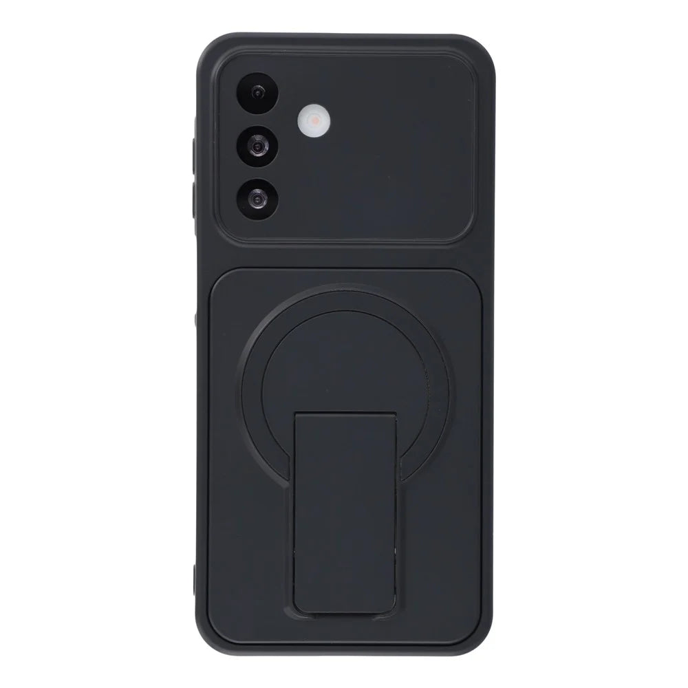 For Samsung Galaxy A18 5G / A18 4G / A17 5G / A17 4G Case Invisible Kickstand Rubberized Acrylic + TPU Shockproof Phone Cover - Black - 2