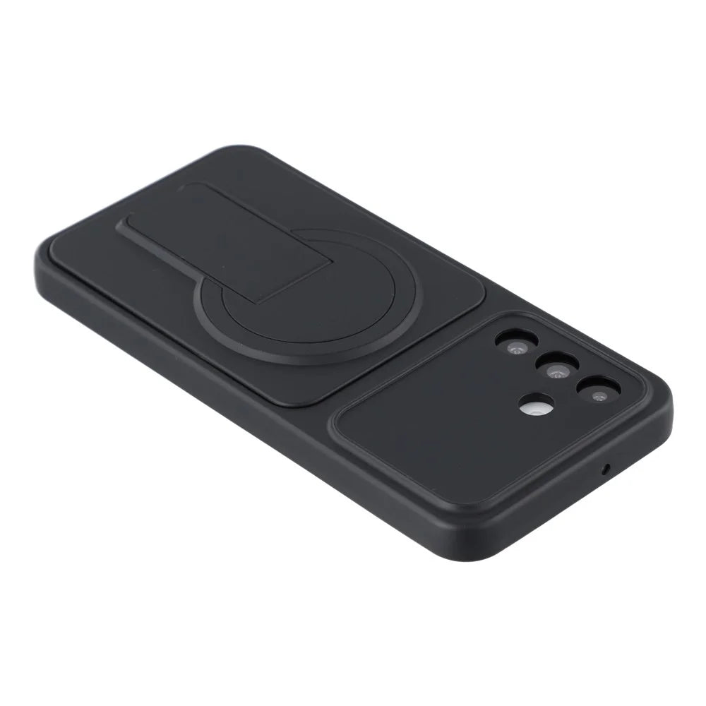 For Samsung Galaxy A18 5G / A18 4G / A17 5G / A17 4G Case Invisible Kickstand Rubberized Acrylic + TPU Shockproof Phone Cover - Black - 6