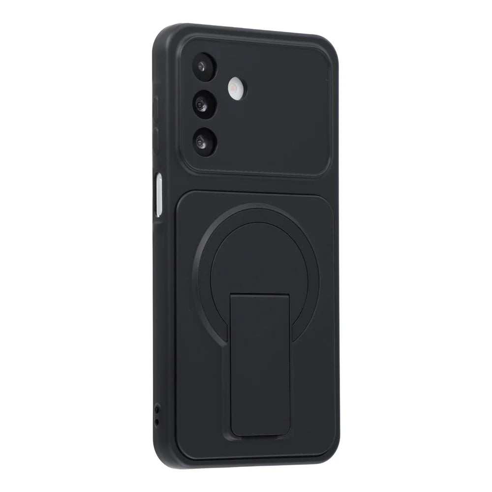 For Samsung Galaxy A16 4G / A16 5G Case Invisible Kickstand Rubberized Acrylic + TPU Shockproof Phone Cover - Black - 1