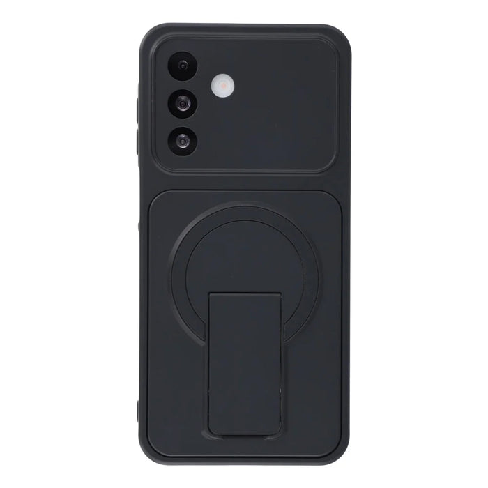 For Samsung Galaxy A16 4G / A16 5G Case Invisible Kickstand Rubberized Acrylic + TPU Shockproof Phone Cover - Black - 2