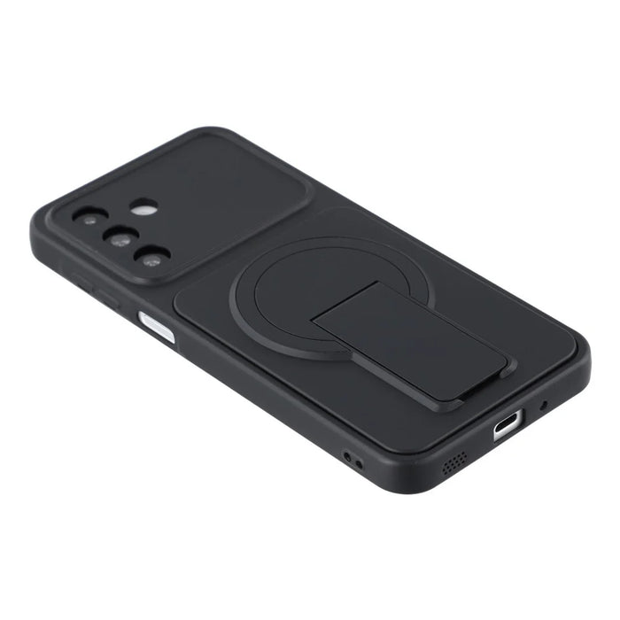 For Samsung Galaxy A16 4G / A16 5G Case Invisible Kickstand Rubberized Acrylic + TPU Shockproof Phone Cover - Black - 5