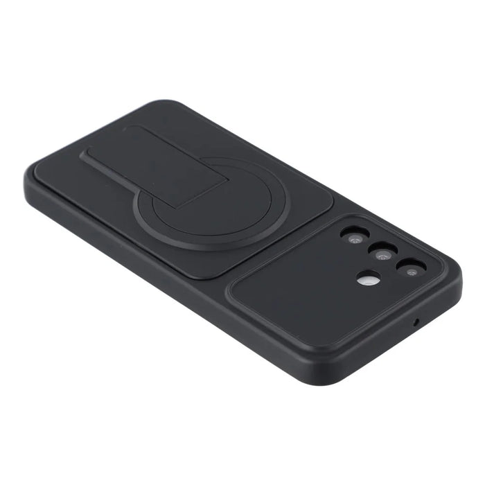 For Samsung Galaxy A16 4G / A16 5G Case Invisible Kickstand Rubberized Acrylic + TPU Shockproof Phone Cover - Black - 6