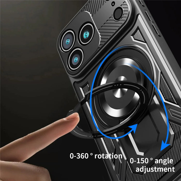 For iPhone 18 Pro Max / 17 Pro Max Magnetic Case Rotating Kickstand TPU + PC Phone Cover - Black - 2