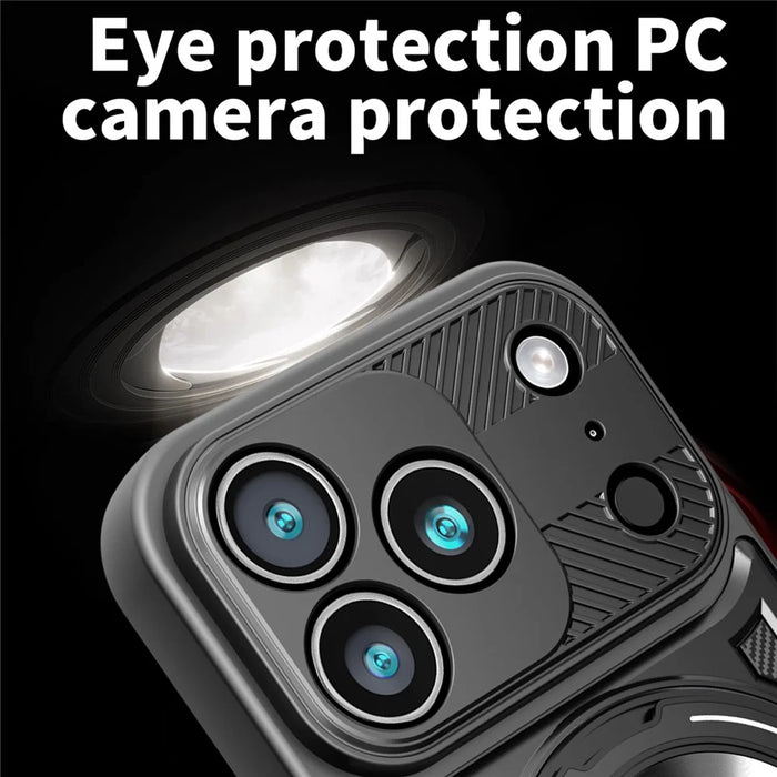For iPhone 18 Pro Max / 17 Pro Max Magnetic Case Rotating Kickstand TPU + PC Phone Cover - Black - 5