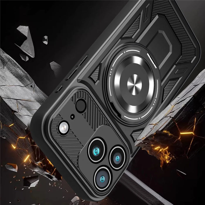 For iPhone 18 Pro Max / 17 Pro Max Magnetic Case Rotating Kickstand TPU + PC Phone Cover - Black - 7