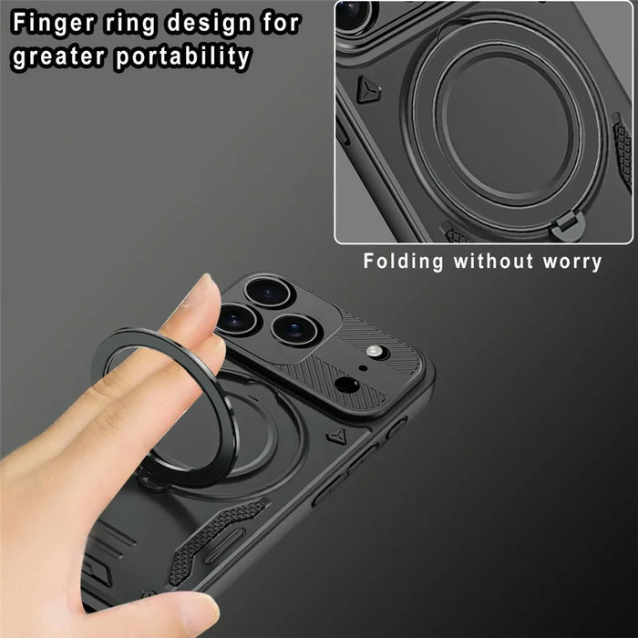 Magnetic Case For iPhone 18 Pro Max / 17 Pro Max Shockproof TPU + PC Phone Back Cover with Kickstand - Black - 6