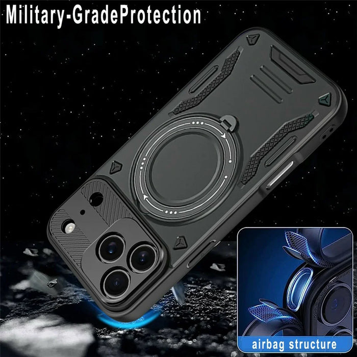 Magnetic Case For iPhone 18 Pro Max / 17 Pro Max Shockproof TPU + PC Phone Back Cover with Kickstand - Black - 7