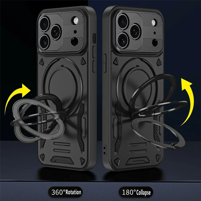 Magnetic Case For iPhone 18 Pro / 17 Pro Shockproof TPU + PC Phone Back Cover with Kickstand - Black - 3