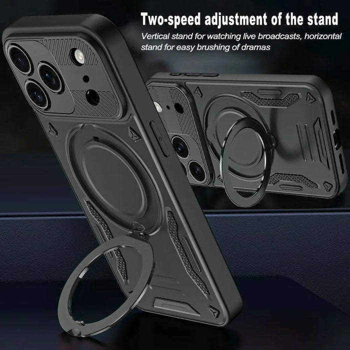 Magnetic Case For iPhone 18 Pro / 17 Pro Shockproof TPU + PC Phone Back Cover with Kickstand - Black - 4