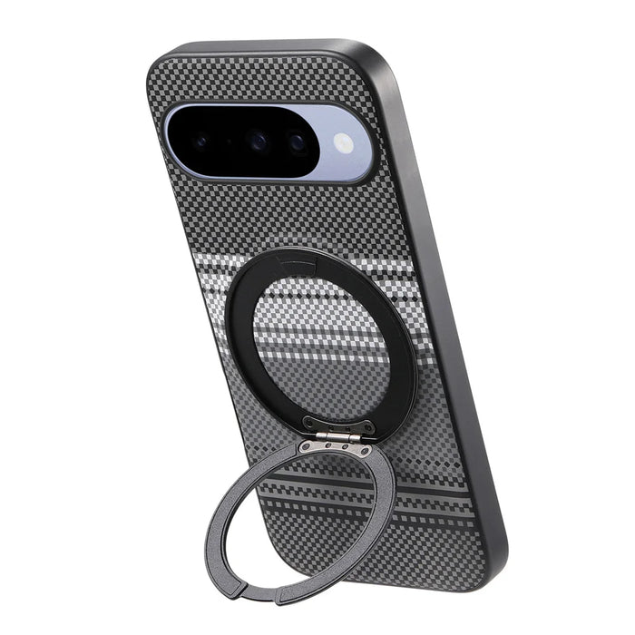 For Google Pixel 10 / Google Pixel 10 Pro Magnetic Case Rotation Kickstand PU Leather + TPU Phone Cover - Black - 3
