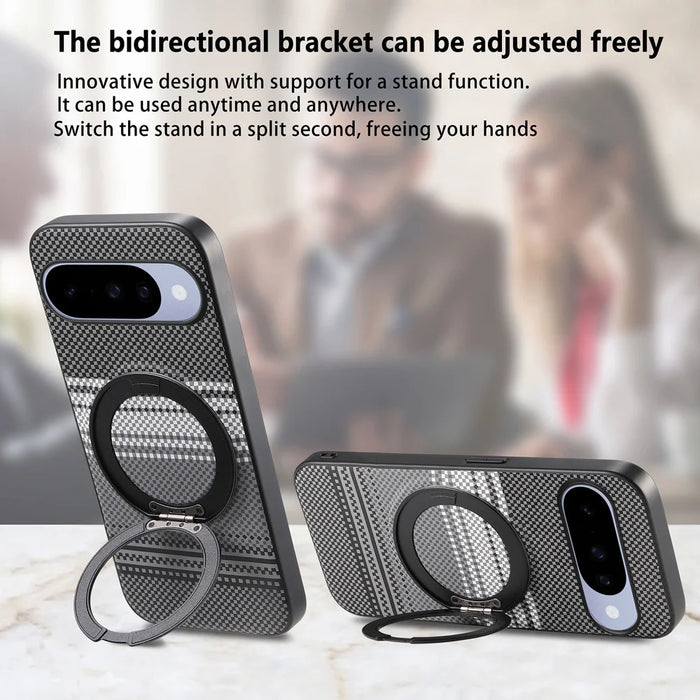 For Google Pixel 10 / Google Pixel 10 Pro Magnetic Case Rotation Kickstand PU Leather + TPU Phone Cover - Black - 6