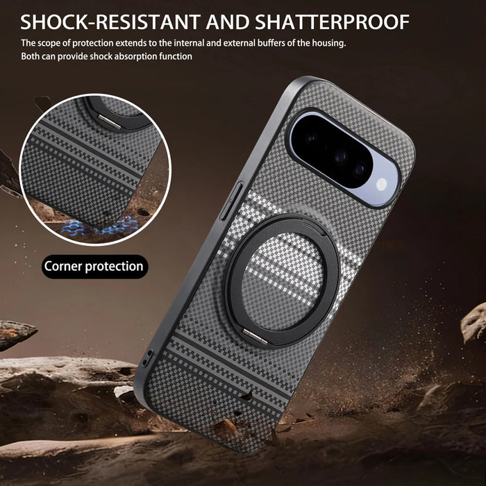 For Google Pixel 11 / Google Pixel 11 Pro Magnetic Case Rotation Kickstand PU Leather + TPU Phone Cover - Black - 5