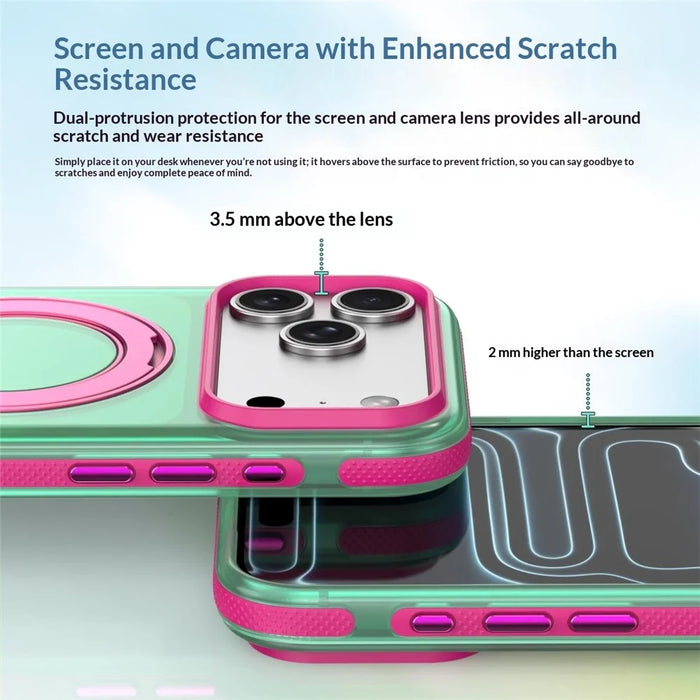 For iPhone 18 Pro Max / 17 Pro Max Case with Rotating Magnetic Kickstand Matte PC+TPU+TPE Shockproof Phone Cover - Green - 7