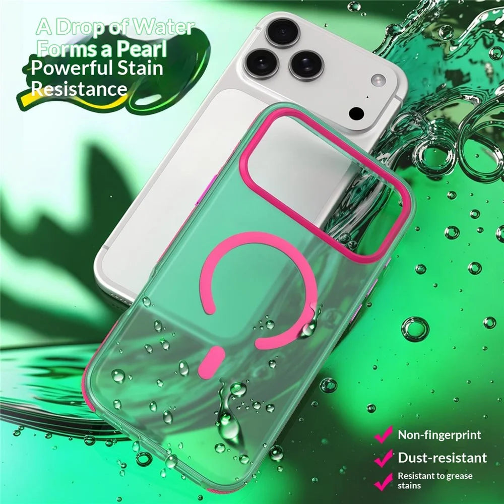 For iPhone 18 Pro Max / 17 Pro Max Magnetic Case PC+TPU+TPE Soft-Touch Phone Cover - Green - 2