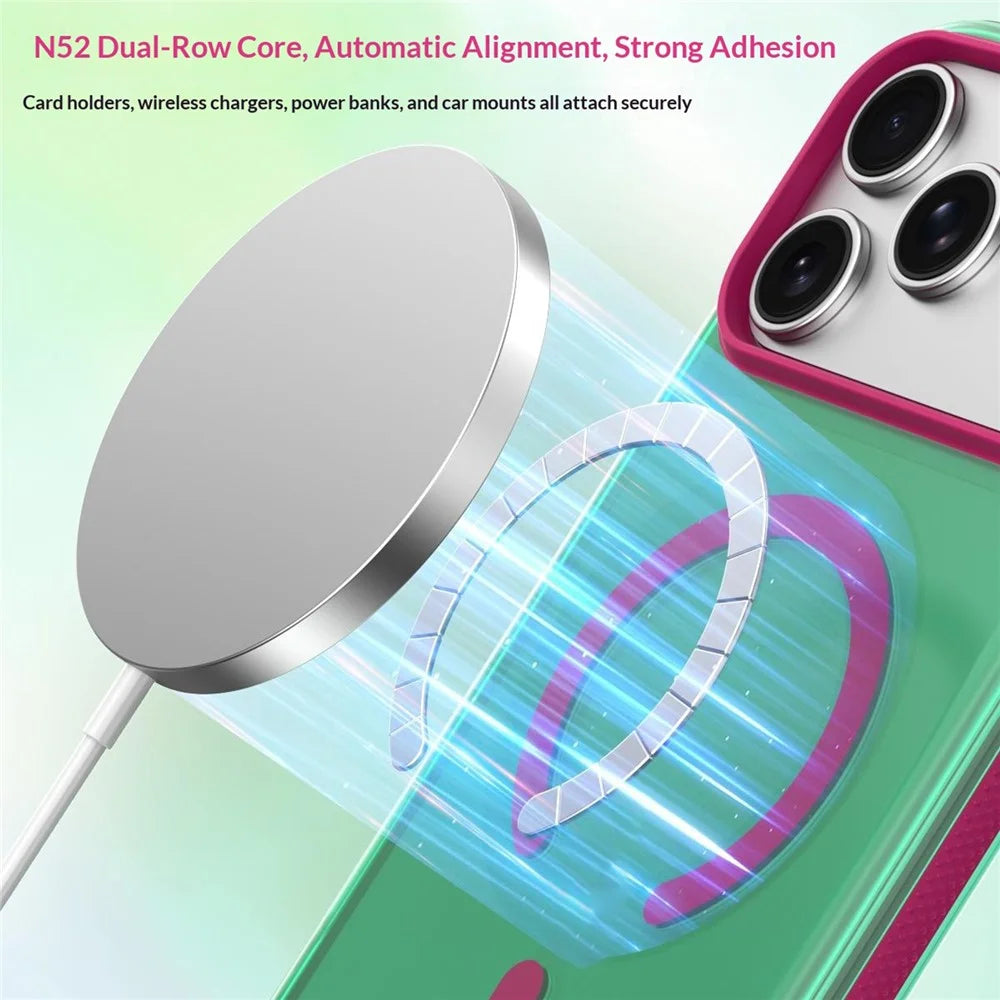 For iPhone 18 Pro Max / 17 Pro Max Magnetic Case PC+TPU+TPE Soft-Touch Phone Cover - Green - 3