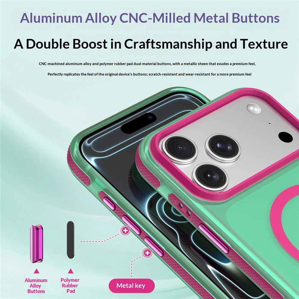 For iPhone 18 Pro / 17 Pro Magnetic Case PC+TPU+TPE Soft-Touch Phone Cover - Green - 6