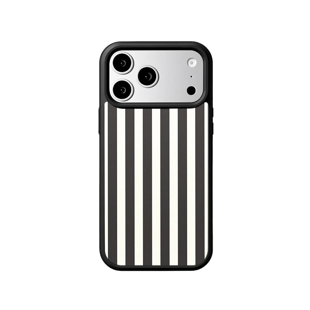 EYCASE for iPhone 17 Pro / iPhone 18 Pro Striped Series Case Compatible with MagSafe TPU + Acrylic Phone Cover - Black / White Stripes - 2
