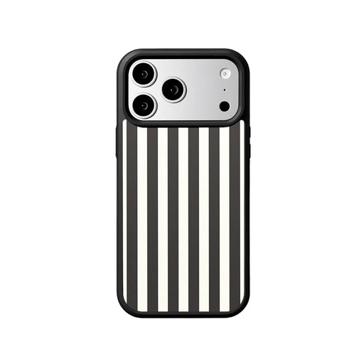 EYCASE for iPhone 17 Pro / iPhone 18 Pro Striped Series Case Compatible with MagSafe TPU + Acrylic Phone Cover - Black / White Stripes - 2