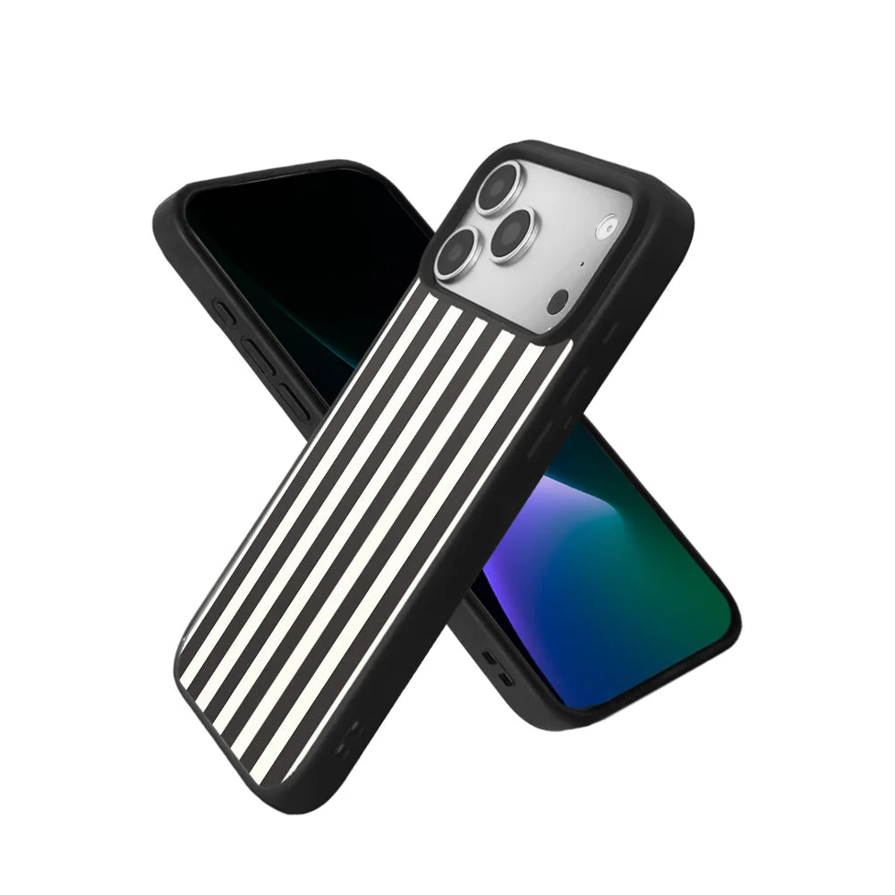 EYCASE for iPhone 17 Pro / iPhone 18 Pro Striped Series Case Compatible with MagSafe TPU + Acrylic Phone Cover - Black / White Stripes - 3