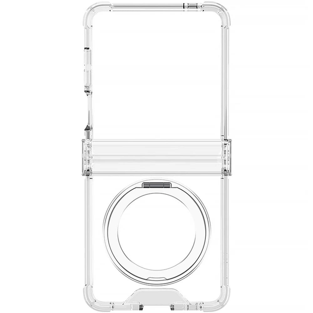 GKK For Samsung Galaxy Z Flip8 Case Magnetic Kickstand Airbag Hinge Protection TPU Phone Cover with Back Film - Transparent Blue - 4