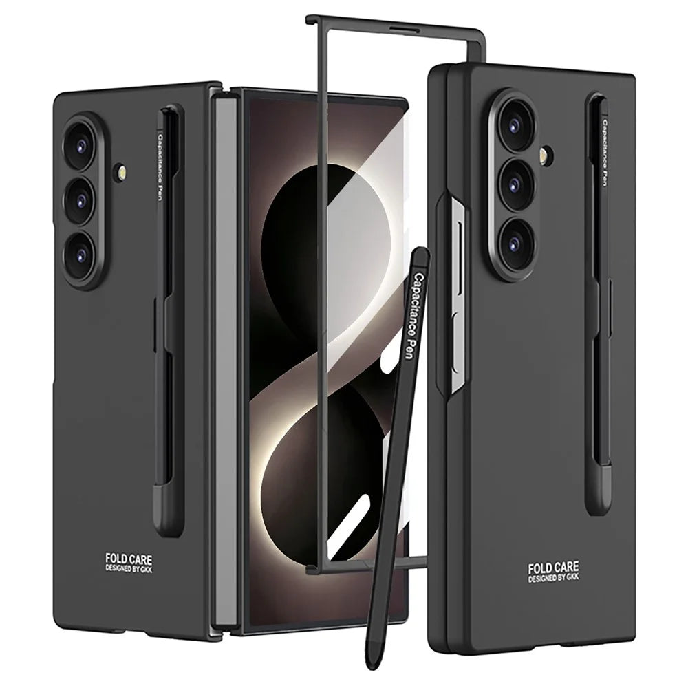 GKK For Samsung Galaxy Z Fold8 Ultra Case with Stylus PC + Tempered Glass Slim Phone Back Cover - Black - 1