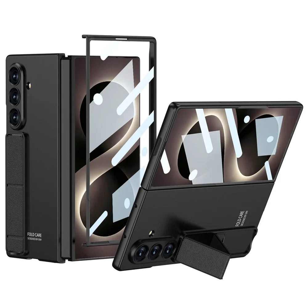 GKK For Samsung Galaxy Z Fold8 Ultra Case with Kickstand PC + Tempered Glass Phone Back Cover - Black - 1
