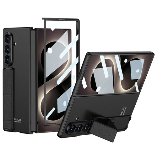 GKK For Samsung Galaxy Z Fold8 Ultra Case with Kickstand PC + Tempered Glass Phone Back Cover - Black - 1