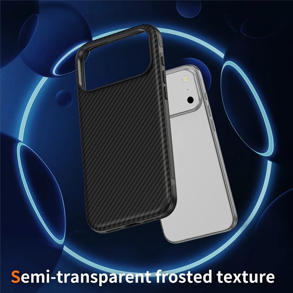 For iPhone 18 Pro Max / 17 Pro Max Magnetic Phone Case Carbon Fiber Texture PC TPU Back Cover - Black - 2