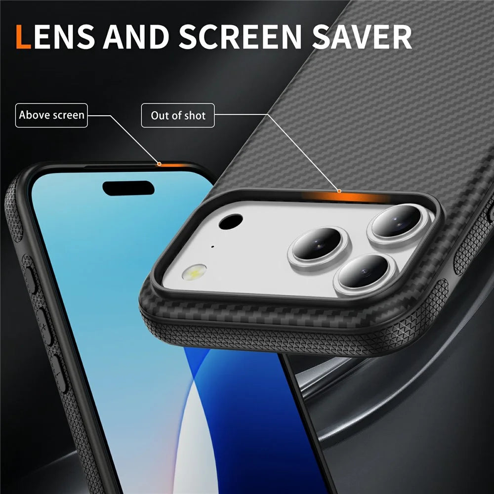 For iPhone 18 Pro Max / 17 Pro Max Magnetic Phone Case Carbon Fiber Texture PC TPU Back Cover - Black - 3