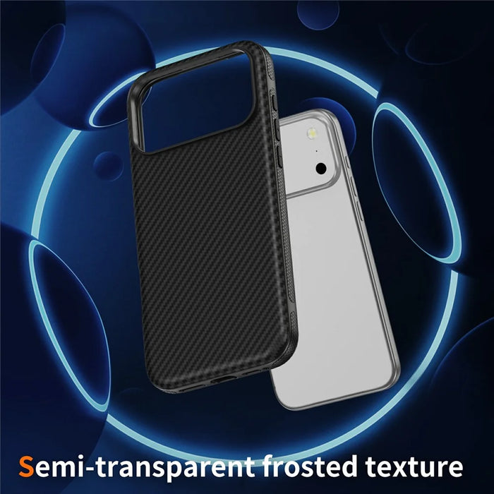 For iPhone 18 Pro / 17 Pro Magnetic Phone Case Carbon Fiber Texture PC TPU Back Cover - Black - 2