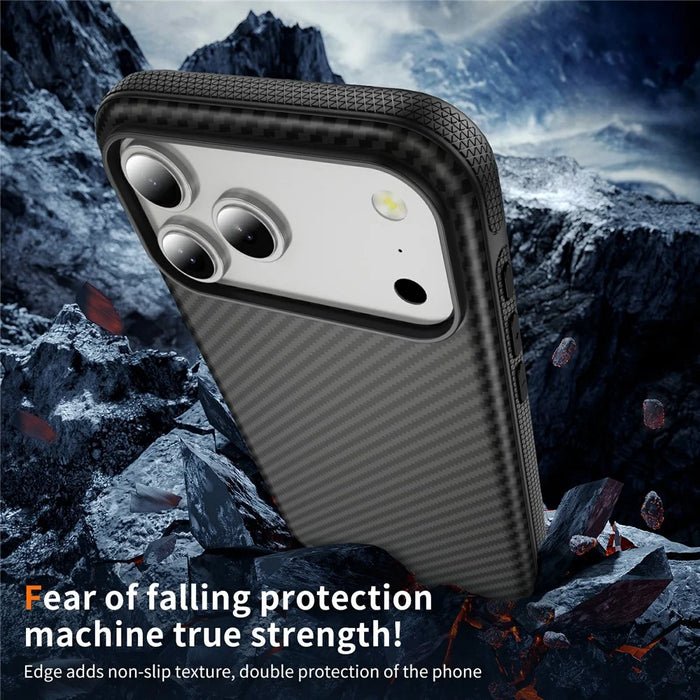 For iPhone 18 Pro / 17 Pro Magnetic Phone Case Carbon Fiber Texture PC TPU Back Cover - Black - 4