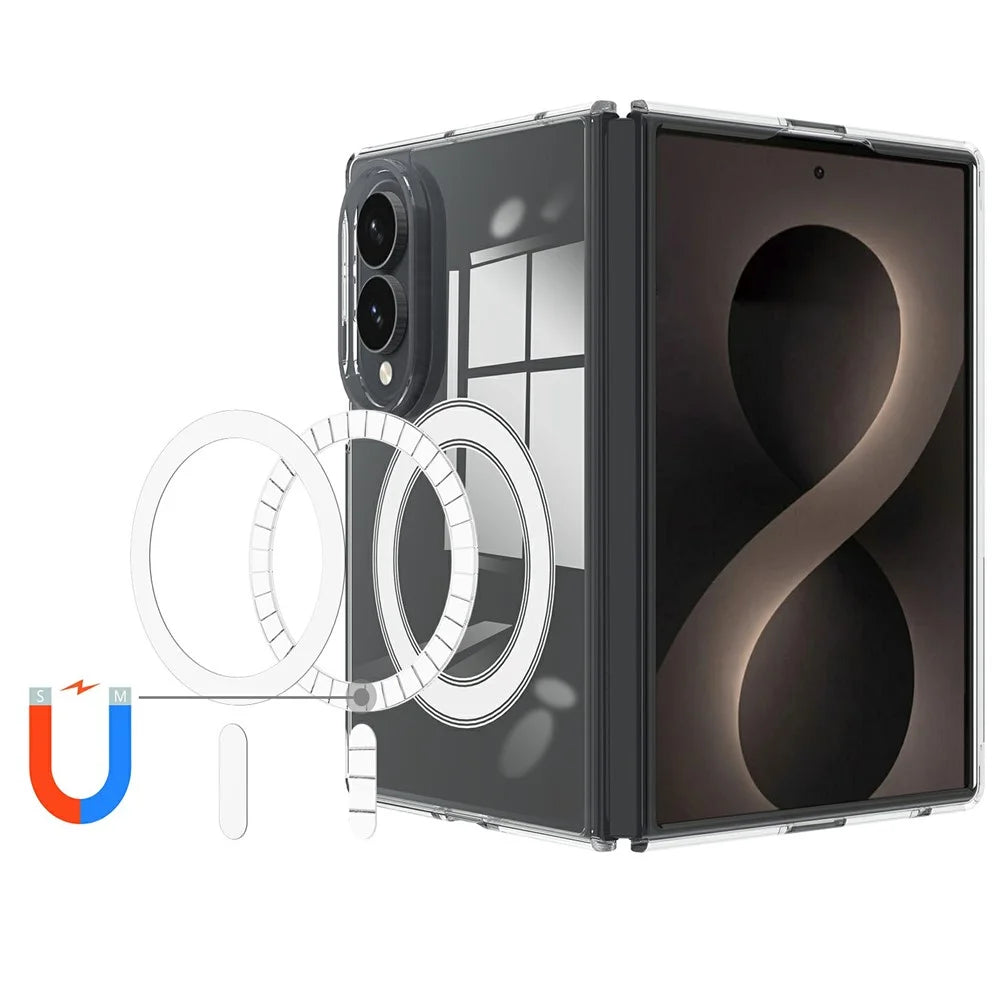 For Samsung Galaxy Z Fold8 Clear Phone Magnetic Case TPU + Acrylic Back Cover - Transparent - 3