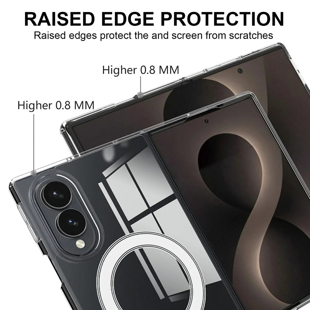 For Samsung Galaxy Z Fold8 Clear Phone Magnetic Case TPU + Acrylic Back Cover - Transparent - 6