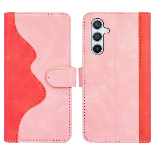 For Samsung Galaxy A54 5G Dual Color Splicing Folio Flip Phone Case Shockproof PU Leather Mobile Phone Cover with Stand Wallet - Pink - 1