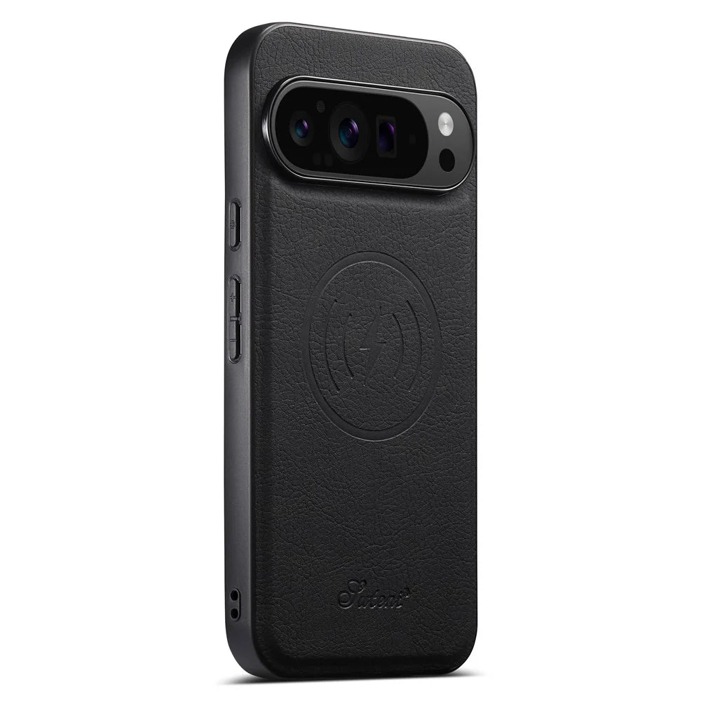 SUTENI H19 For Google Pixel 11 Pro Magnetic Case Card Holder Kickstand Litchi Texture Leather Back Cover - Black - 6