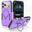 For iPhone 17 Pro Case Magnetic Rotatable Kickstand PC + TPU Phone Protective Cover - Purple+Black - 1