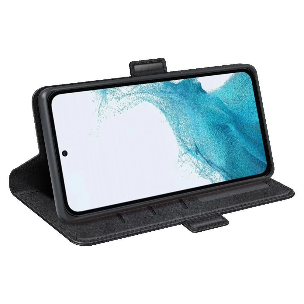 Calf Texture Cell Phone Cover For Samsung Galaxy A54 5G PU Leather Dual Magnetic Clasp Stand Protective Phone Case Wallet - Black - 3