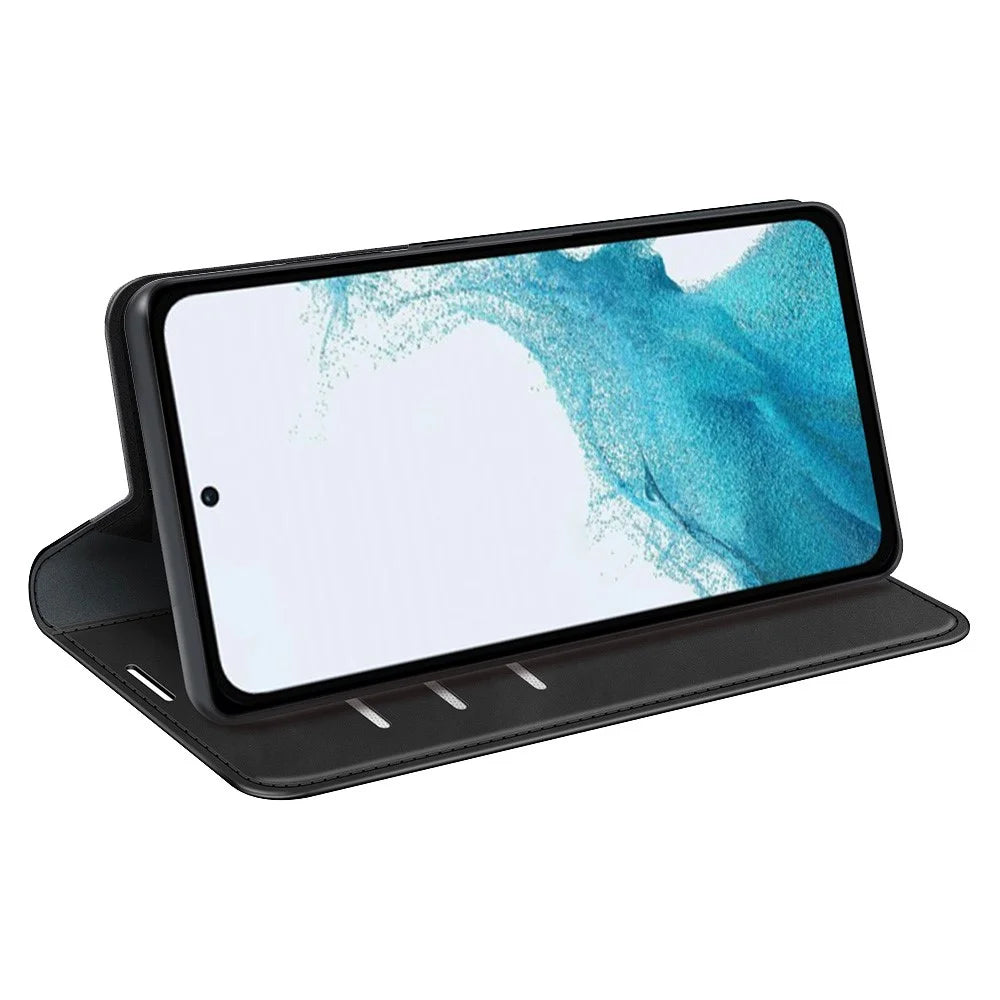 Anti-drop Phone Case For Samsung Galaxy A54 5G Magnetic Auto-absorbed Skin-touch Feeling PU Leather Flip Cover Stand Wallet - Black - 3
